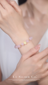 Le Silber Co. S925 Sterling Silver - Blossom Beginnings Purple Clear Pink Crystal Bracelet
