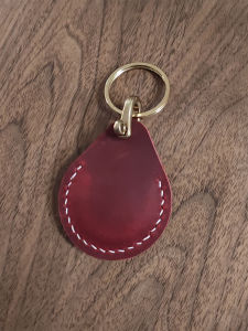 Handmade Pure Cowhide Leather Access Control Card Holder Waterdrop IC Card Pouch Handstitched Genuine Leather Wallet