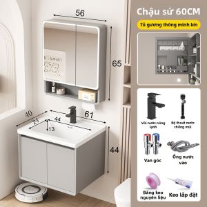 Tủ Rửa Mặt Nhôm Hình Mật Ong Dày có Kệ Lưu Trữ và Gương