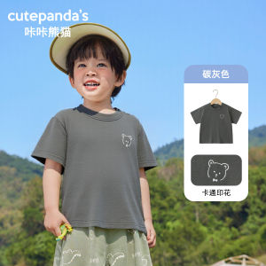 CUTEPANDAS White Short Sleeve T-Shirt Baby Clothes for Boys And Girls Childrens Summer Base Layer Shirt Cartoon Print Casual Cotton