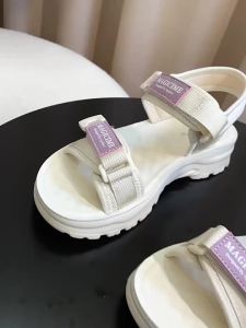 Agsdon | Womens Summer Casual Beach Shoes White Thick Sole Dress Match Magic Tape