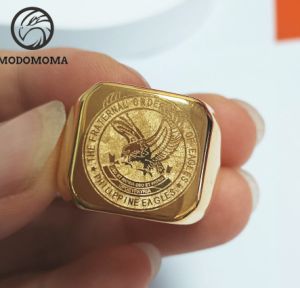 【MODOMOMA】eagles Ring Kuya for Men Gold Silver Pure High Polished 18k Vacuum Engraved The Fraternal Order of Eagles Philippine Fashion Jewelry Rings Women Size 7-13 Free Box A203