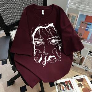 PAZHAOLANG | Cartoon Print Heavy Cotton Large Size T-shirt