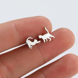 1Pair Small Stainless Steel Cat Earrings 2026 Minimalist Cute Kitten Animal Stud Earings Korea Style Girls Ear Jewelry Accessory