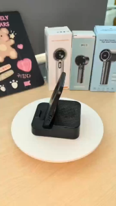 C280 Wireless Speaker Cell Phone Stand with Bluetooth/Induction Audio 5.3 HD Surround Subwoofer Sound-Slip Base Fits Smart Phones