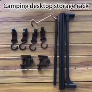 Portable Outdoor Camping Lamp Pole Folding Light Holder Post with Double Hook Durable Hanging Stick for Tent Campfire Hiking & Night Lighting