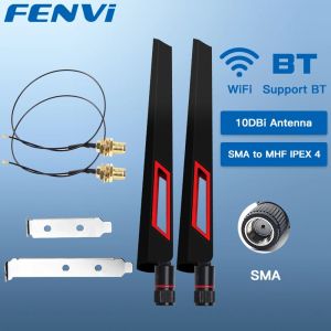 Fenvi | FENVI 2PcsX10Dbi Antenna Set AX210 NGFF WiFi Card 2.4/5GHz Dual Band M.2 MHF4 Extension Cable To Wi-Fi RP-SMA For AX210/AX200NGW