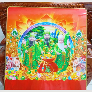 Lịch 2026 - Lịch tráng gương Phúc Lộc Thọ kích thước 34x60cm gắn bloc đại 14.5x20.5cm - OX