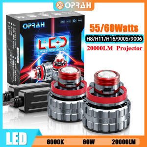 Oprah Upgraded 2PCS H16 H11 H8 H7 Projector LED Fog Light HB3 HB4 9005 9006 Headlight Spotlights Headlamps Foglights Projector Laser High Quality 3570 LED Auto Anti Fog 55W 60W 20000LM Modification LED Waterproof Car Headlights