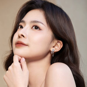 ZHOU LIU FU 周六福 S925 Sterling Silver Earrings Cubic Zircons Earrings Fireworks Design Jewelry Gift for Women Mom Daughter Birthday Anniversary J0914567