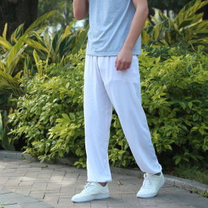 Lightweight Cotton Silk Tai Chi Pants Loose Fit Lantern Style Martial Arts Long Trousers Mosquito Repellent Summer Exercise