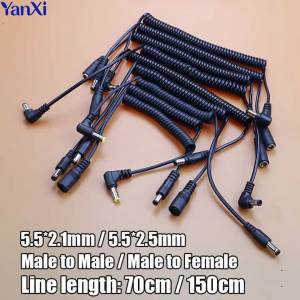 DC 5.5*2.1mm 5.5*2.5mm Male To Male / Female Plug Power Retractable Cable DC 5.5 x 2.1 / 2.5 MM Extension Spring Cord Adapter