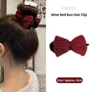 Knit Bow Bun Clip for Hairstyling