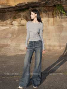 MADE NOTHING | Vintage High-end Flare Stretch Washed Mid-rise Wide Leg Jeans