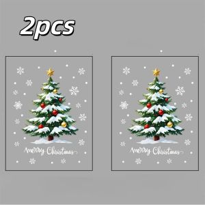 1/2/4pcs Christmas Window Stickers Reusable Window Decoration Supplies Christmas Tree Snowman Snowflake Glass Decorations Tools
