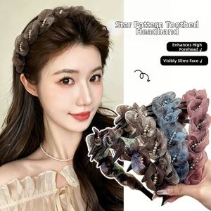 Soft Tulle Beaded Headband For High Crown Styling Fringe Control Outing