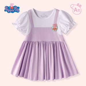 Peppa Pig Girls Summer Dress 2026 Style Baby Girls Fashionable Princess Skirt Cotton Short Sleeve mid Waist Gored Skirt