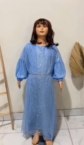 Pakaian Gamis Anak Perempuan Maxi Zahra Kids Size 3-14 Tahun Matt Full Brokat Mutiara di Lapis Furing Hyget Mix Tille Onde Gamis Remaja Abg Terbaru Viral Model Tangan Balon