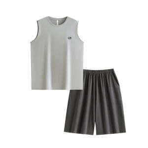 yuenei | Bộ đồ ngủ mùa hè Modal không tay quần short nam Sensation Ice Silk thoáng khí thoải mái rộng rãi mặc ở nhà