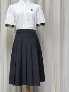 BettyJones Spring Summer High Waist A-Line Midi Skirt Womens Pleated Suiting Fabric Slimming Half-length Skirts