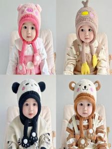 Baby Knitted Ear Protection Hat Autumn Winter New Style Cute Knit Headwear Windproof Warm Overhead Cap for Boys And Girls