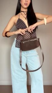 Mini Parisian Suede Top Handle Bag หนังกลับ กระเป๋าถือ กระเป๋าสะพายไหล่