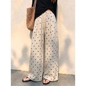 V.C.I | Korean Style Linen Dots Summer Lightweight High Waist Loose Flattering Short Women Casual Pants