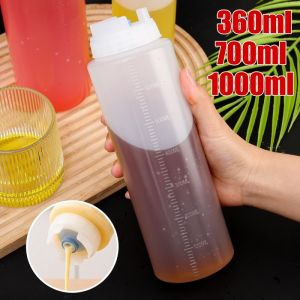 Reusable Squeeze Seasoning Bottle Sauce Oil Organizer Container Bottle Jam with Measurement Markings Salad Dressing Storage Dispenser Kitchen Accessories