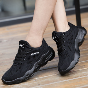 Womens Breathable Mesh Running Shoes Comfortable Soft Bottom Anti-Slip Black Casual Work Shoes Sporty Low Top Sneakers