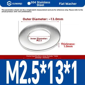 GUWANJI | Stainless Steel 304 Flat Washers M2 to M30