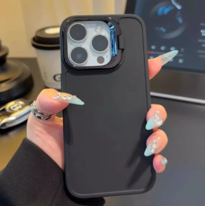 Luxury Holder Case สําหรับ iPhone 11/XR 14 Pro Max 12 13 15 Pro Max 12 13 Pro Max 6 6s Plus 7 Plus 8 Plus XS Max 14 Plus Phone Case Metal Lens Protection Armor Skin feel Lens Holder phone case with camera protector เคส สำหรับไอโฟน11