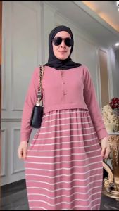 youras gamis muslim mididress wanita kaos knit rajut import salur terbaru terlaris termurah cod