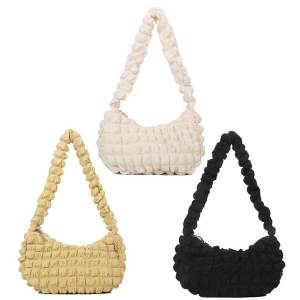 ผู้หญิงสลิงแข็งผ้าจีบสลิงกระเป๋าเลดี้กับเข็มกลัดฟองกระเป๋าปักเป้ากระเป๋า[Winnereco World]