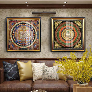 Modern Chinese Style Luxury Tangka Decorative Painting Living Room Wall Art Feng Shui Heart Sutra Tibetan Buddhism Home Decor