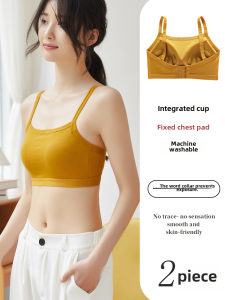 Nest Sa Womens Seamless Bralette Summer Thin Style Knitted Fabric Integrated Cup Halter Top Wirefree Wireless Bra