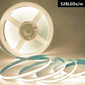 5~1m High Density COB LED Strip 12V/24V 528LEDs/M Flexible LED Tape Light Bar 10MM PCB Linear Light for Home Bedroom Decoration