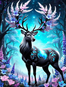 500/1000/1200/2000PCS Jigsaw Puzzle Beautiful Black Deer With Glowing Antlers For Adults Perfect For Quiet Evening Activity