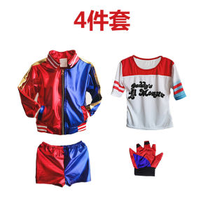 Adult Harley Quinn Costume Cosplay Suicide Squad Women Embroid Clothing Joker Jacket T-shirt Shorts Wig Set