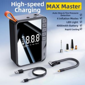 deli | Portable New Wireless Air Inflator Pump with Pressure Gauge