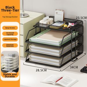 evesigar | Desk Book File Organizer Storage Multiple Layers Metal