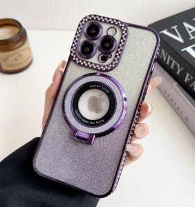 KISSCASE Angel Eye Gradient Glitter Rhinestone Phone Case For iphone 15 14 13 12 Pro Max 15 14 Plus Magsafe Bracket Stand Wireless Charging All-inclusive TPU Shockproof Back Cover For iphone 15 14 13 12