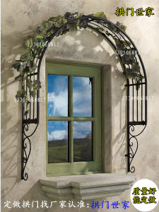 European-Style Wrought Iron Arch Flower Stand Golden Balcony Semi-Circle Arch-Type Bracket Clematis Chinese Rose Lattice Courtyard Shelf