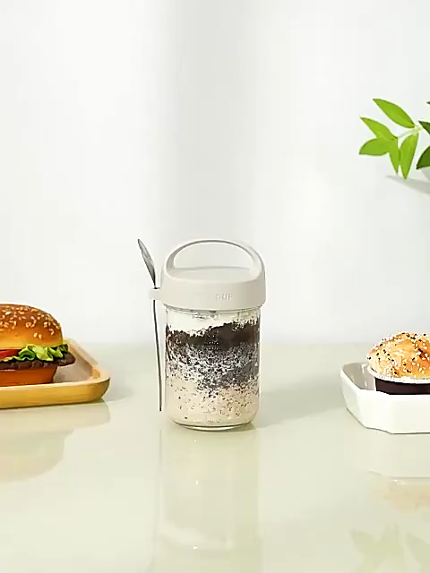 Oatmeal Cup Free Spoon Sealed Yogurt Cereal Mug Gradient Portable Salad Cup 430ML Spoon Sealed