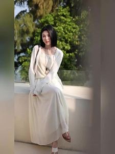 Linen Silk Blend Midi Skirt