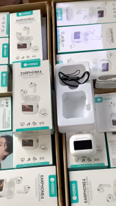 Tai nghe bluetooth 2 tai kèm đốc sạc COTECi Earphone4 – Phiên bản màn hình cảm ứng thông minh chống ồn hiệu quả