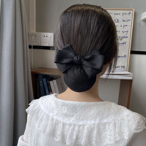คลิปติดผมโบว์ผีเสื้อสีพื้นสำหรับผู้หญิง ทรงผมแบบสายรัดผมสำหรับพยาบาล สายรัดผมสายตาข่ายสำหรับพนักงานโรงแรมและธนาคาร