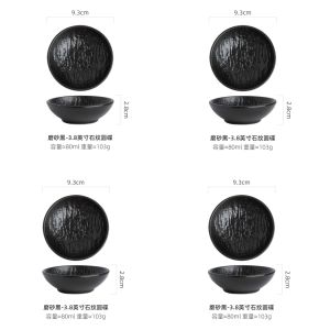 Ceramic Dipping Sauce Dish Sushi Seasoning Plate BBQ Flavor Soup Bowl Home Use Commercial round Shape Matte Finish Pure Color