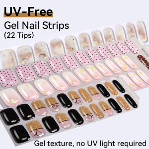 22TiPs UV Free Gel Nail Sticker Colorful Long Lasting Self Adhesive Slider Full Cover Nail Art DIY Manicure Decoration Stickers