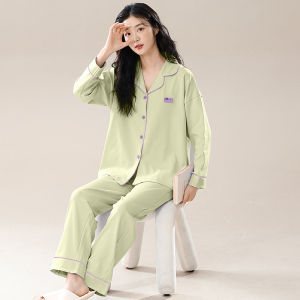 MiiOW | Pure Cotton Cat Person Sleepwear Womens Spring Autumn Summer New Style Integrated Home Clothes Set With Chest Pad Large Size
