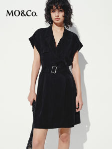 MO&Co. | Sanded Finish Copper Ammonium Silk Dress with Waist Belt
